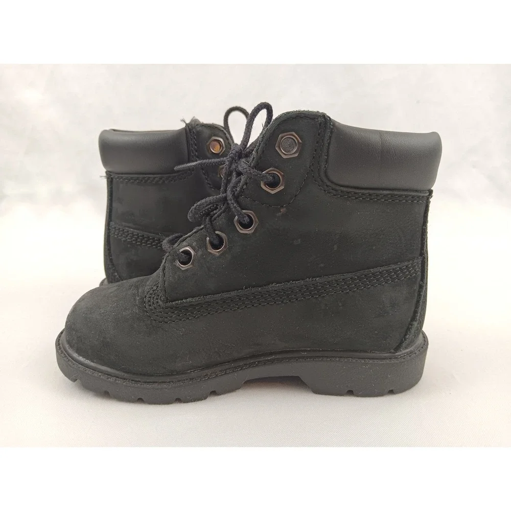 Kids Black Timberland Lace Up Ankle‎ Boots Size 8